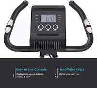 MaxKare 3-in-1 Exercise Bike's LCD Monitor & pulse heart-rate sensors in handlebars, image