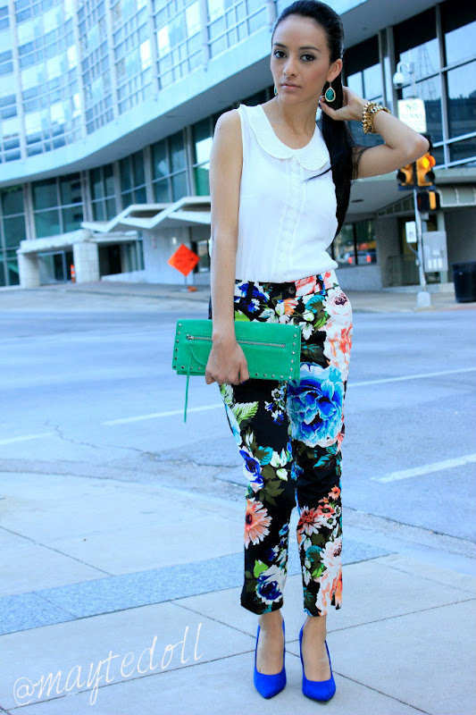 Royal blue and floral pants