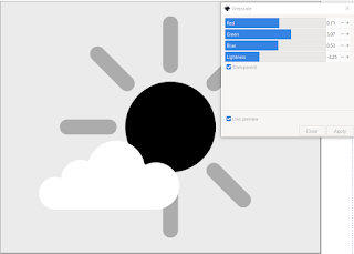 Inkscape Greyscale Filter - Cartoon Sun Cloud