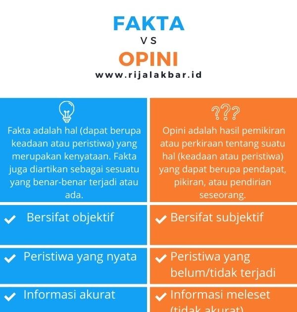 PERBEDAAN FAKTA DAN OPINI (PENGERTIAN, CIRI, DAN CONTOH) - Rijal Akbar