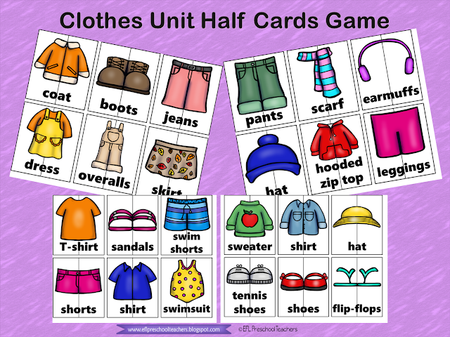 Find your pair cards for the clothes unit