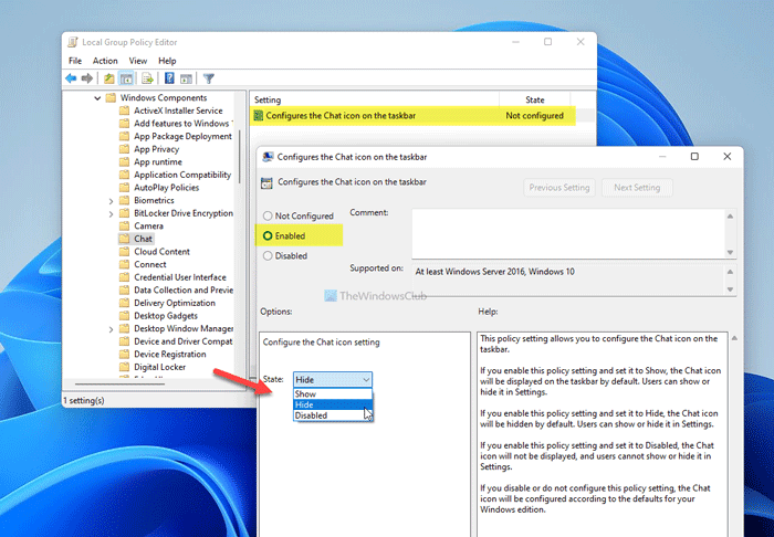 Cómo ocultar o eliminar el ícono de chat de la barra de tareas en Windows 11