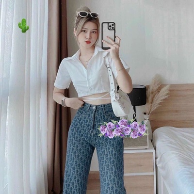 ÁO SƠ MI NỮ CROPTOP DÂY CỘT EO