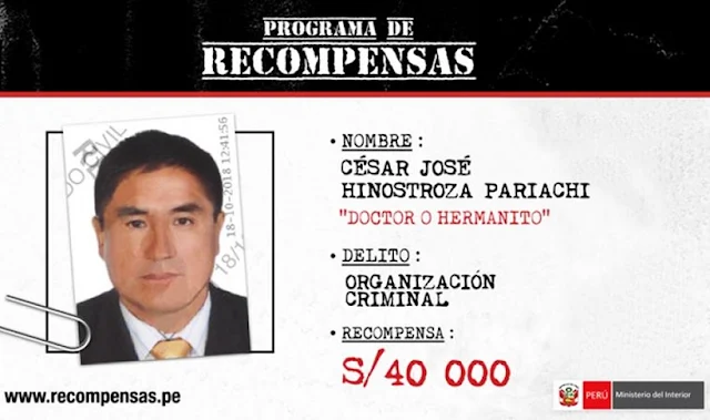 César Hinostroza es incluido en Programa de Recompensas y se ofrecen 40 mil soles