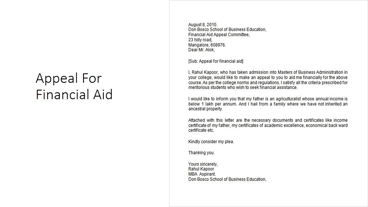 application letter for financial assistance for students