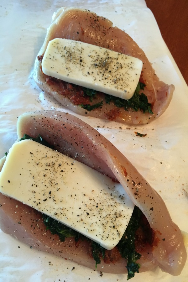 Chicken Stuffed with Mozzarella Cheese, Tomato Pesto and Spinach