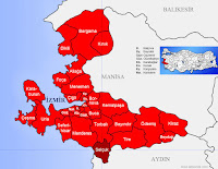 Selçuk ilçesinin nerede olduğunu gösteren harita