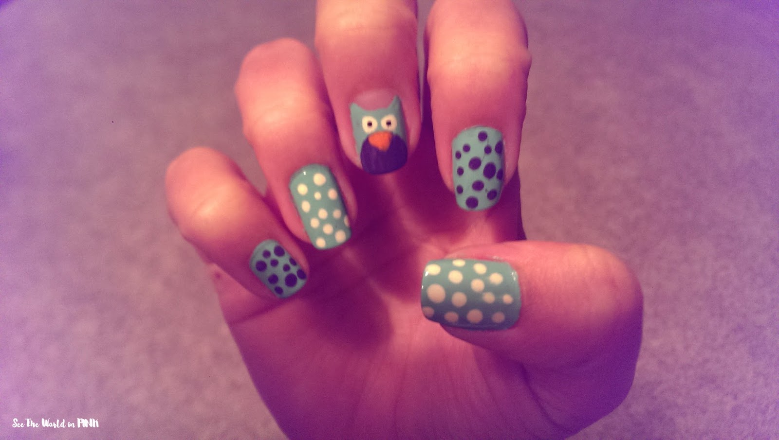 Monthly Pedicure (Pumpkin Nail Art Toes) + Manicure Monday (Owl Nail ...