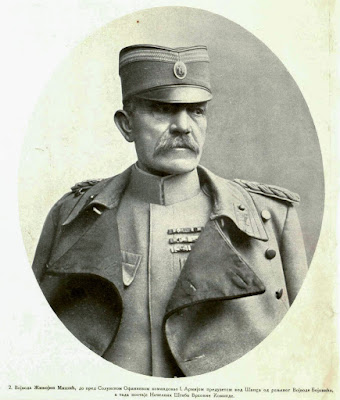 Fieldmarshal Živojin Mišić, commanded the I. Army, which he took over from Fieldmarshal Bojović at Šabac, after the latter had been wounded became Chief of Staff at General Headquarters shortly before the Salonika Offensive