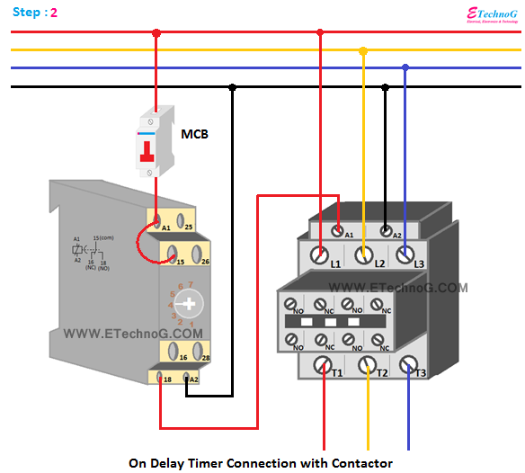 Delay Timer Connection With Contactor, Electrical Lighting Contactor Wiring Diagram