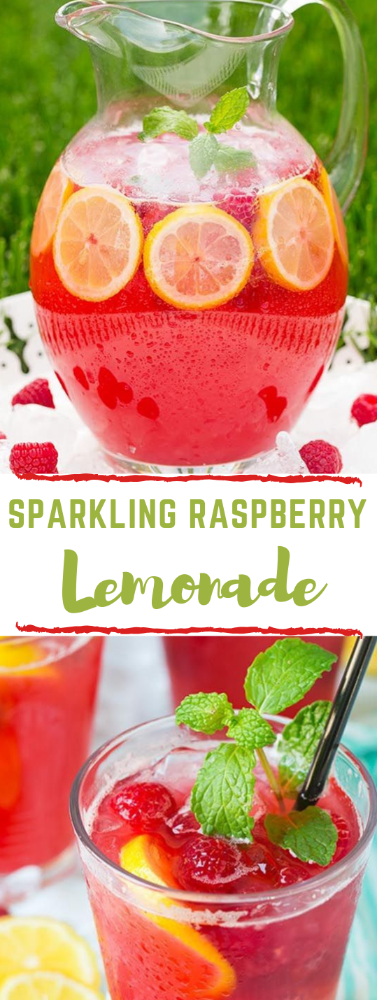 Sparkling Raspberry Lemonade #lemonade #raspberry #drink #water #party
