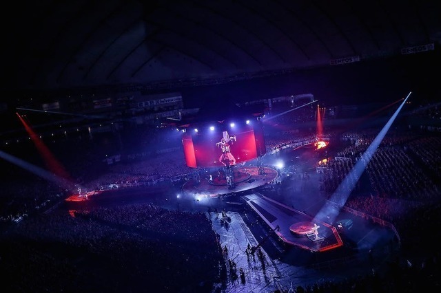 All three girls crucified on crosses at the end of the walkways at Tokyo Dome