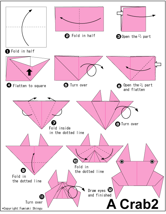 කකුළුවෙකු හදමු (Origami Crab) - Your Choice Way