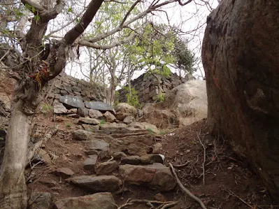 After the core being shaken the hiker finally reached the top of kabbaladurga