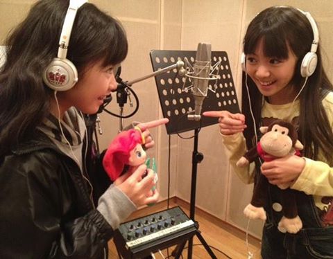 Yui and Moa in the recording studio