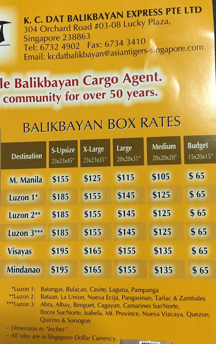 balikbayan rates