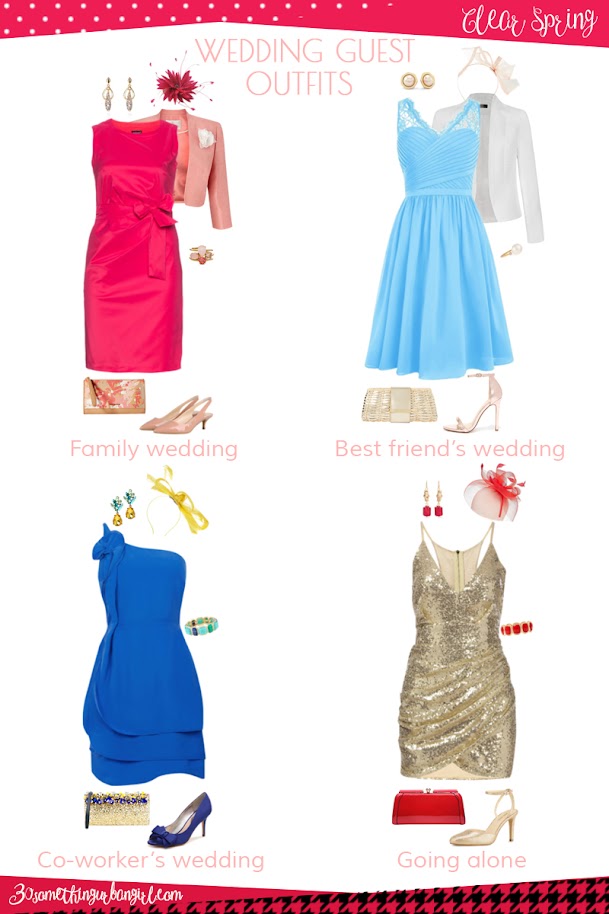 Wedding guest outfit ideas for Clear Spring women by 30somethingurbangirl.com // Are you invited to a family, your best friend's or your co-worker's wedding, maybe going solo to a nuptials? Find pretty outfit ideas and look fabulous!