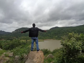 The bikes parked at the base of Dandiganahalli Dam