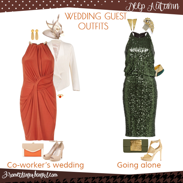 Wedding guest outfit ideas for Deep Autumn women by 30somethingurbangirl.com // Are you invited to a your co-worker's wedding or maybe going solo to a nuptials? Find pretty outfit ideas and look glamorous!