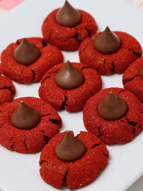 Red Velvet Chocolate Kiss Cookies