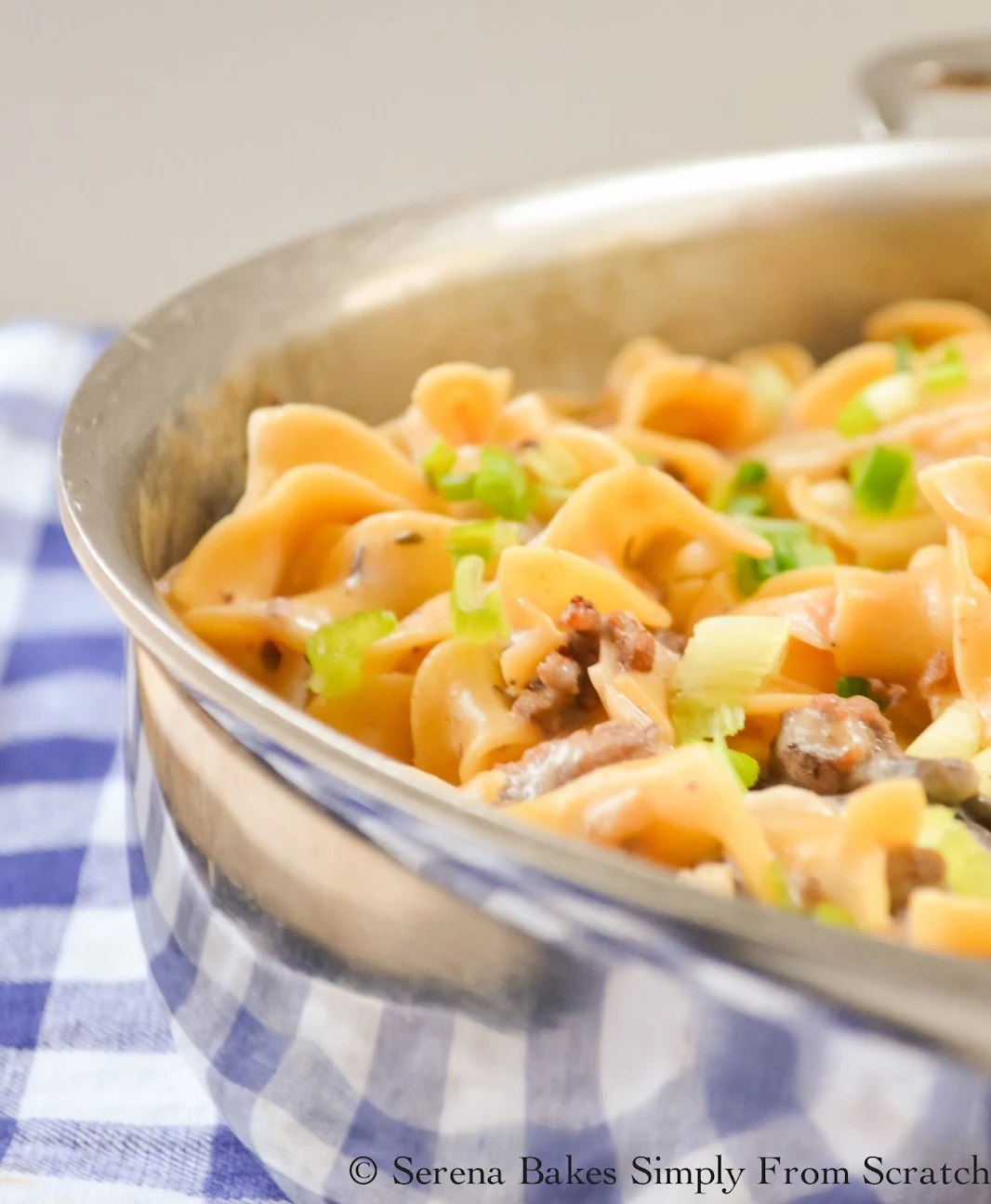 One Skillet Hamburger Beef Stroganoff is a easy to make quick dinner.