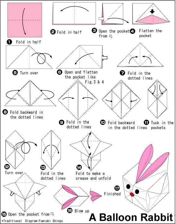 බැලූන් හාවෙක්ව හදමු (Origami Balloon Rabbit) - Your Choice Way