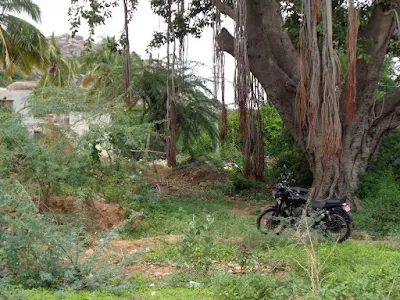 Bikes parked in front of the temple from where the trek begins