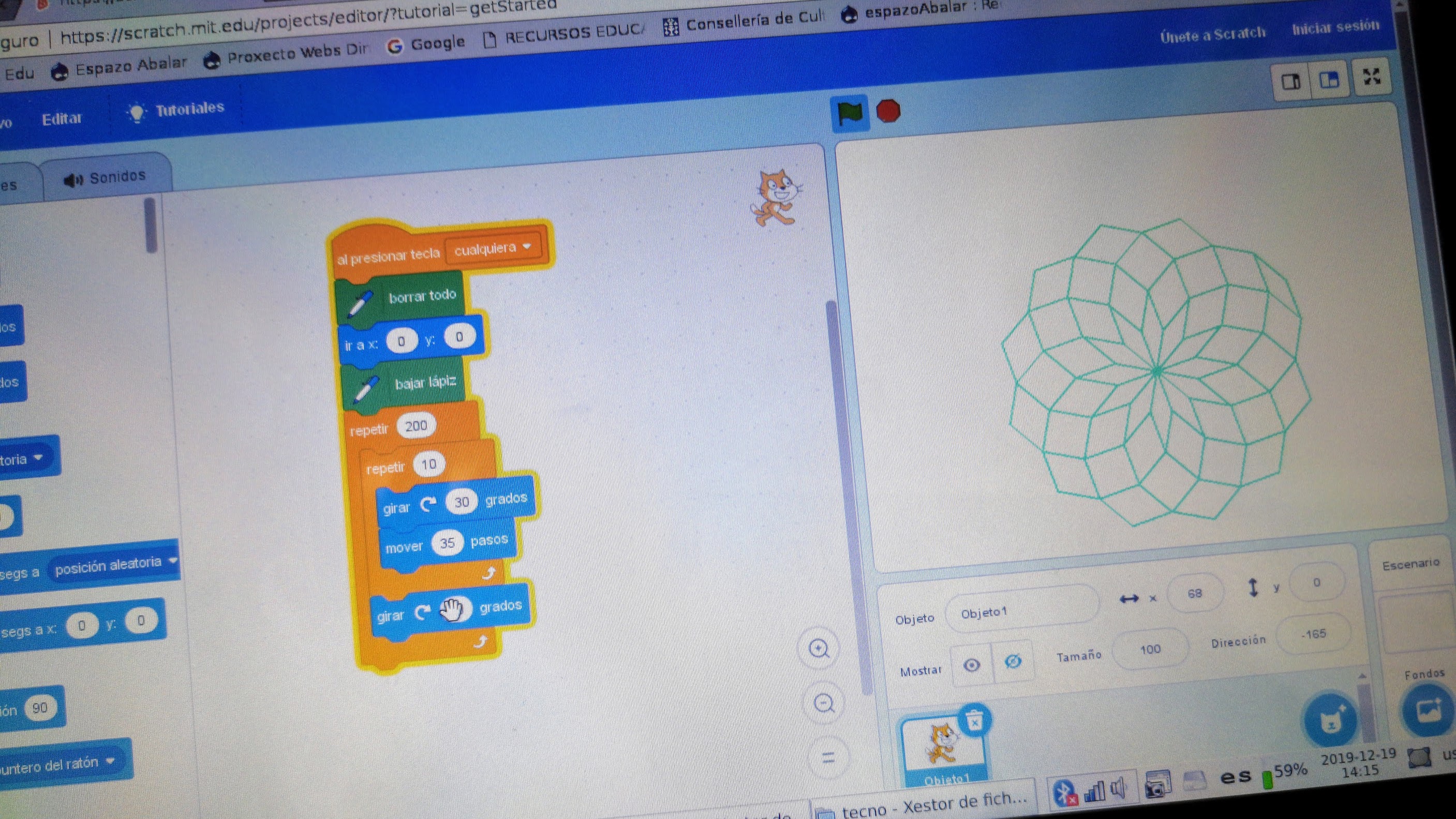 Trazado de figuras geom\u00e9tricas con Scratch