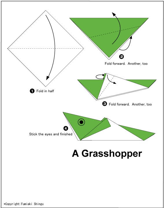 පළගැටියෙක්ව හදමු (Origami Grasshopper) - Your Choice Way