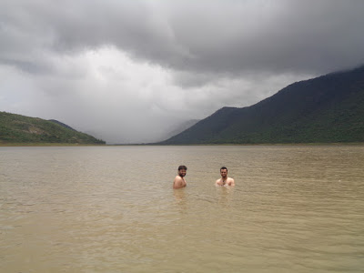 Koof and sippy taking a dip at the Gundal dam