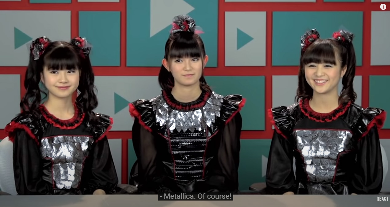 BABYMETAL answering that Metallica is one of their favorite bands on Fine Bros reaction video