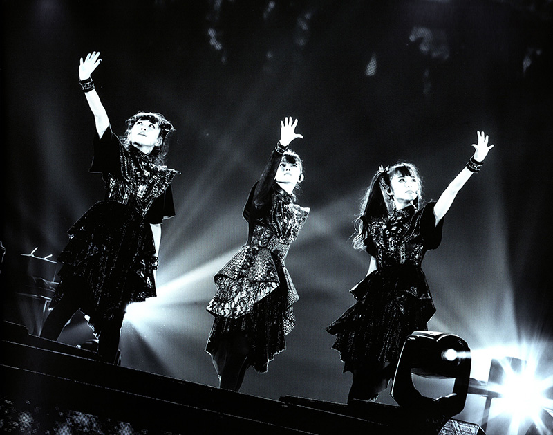 BABYMETAL performing at Yokohama Arena with Avenger Fujihira Kano