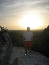 Sunset from the top of a mayan temple