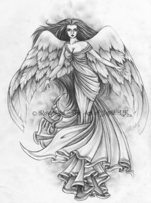 angel tattoo flash art2 by *AllanTorres on deviantART