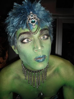 Adam Lambert green incredible cross-eyed hulk costume