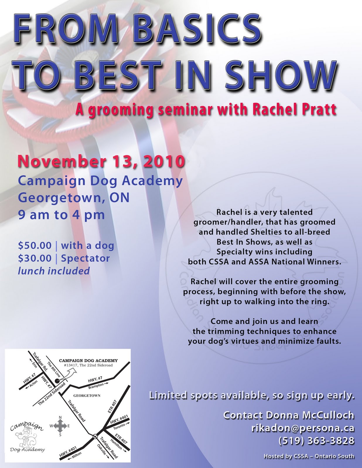 Ontario South Shelties Grooming Seminar "From Basics to Best in Show"