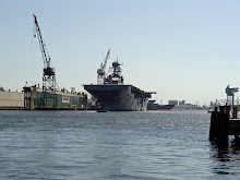 Naval ship in drydock on the Elizabeth River