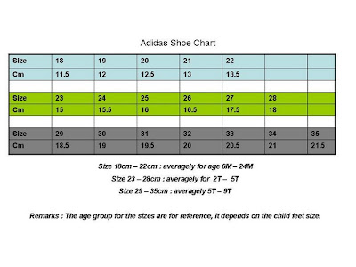 size chart adidas baby shoes