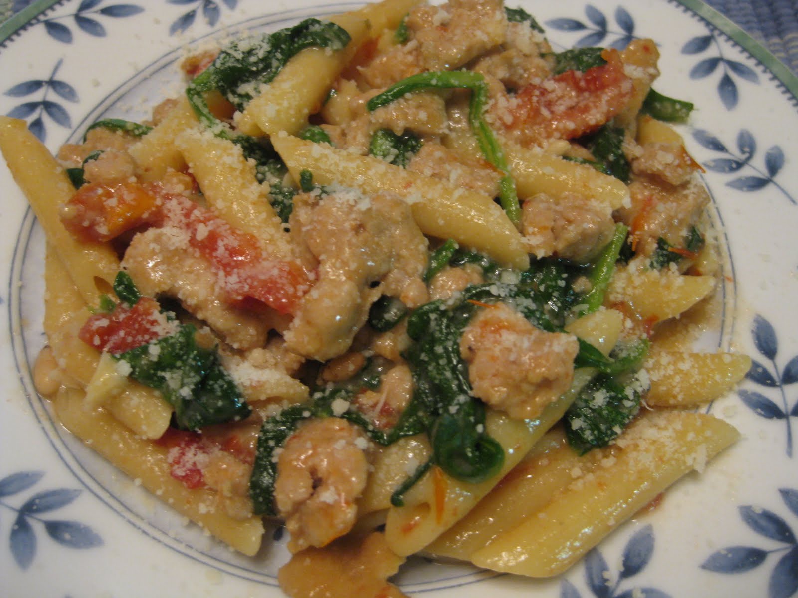Running Mama Cooks: Sausage and Spinach Penne Skillet