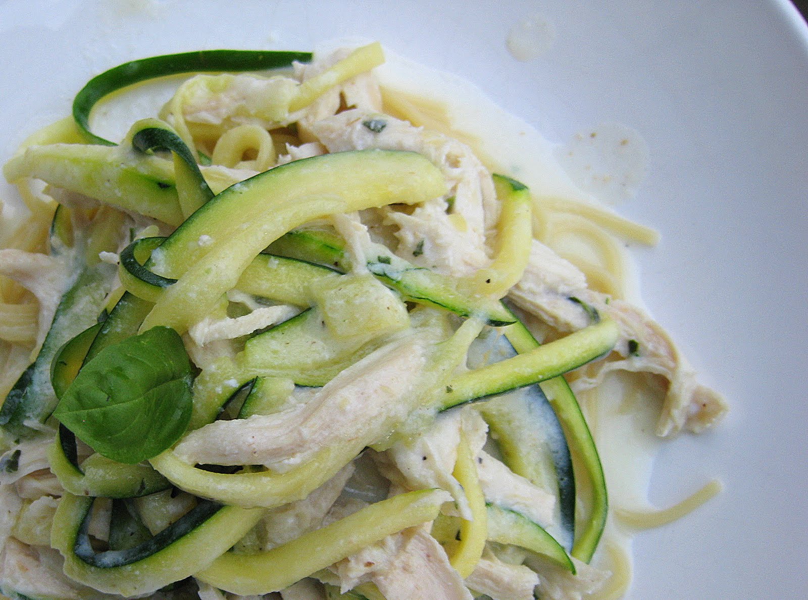 britt cooks Zucchini Pasta with Light Basil Cream Sauce