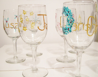 DIY Christmas craft, easy Christmas craft, Wine Glass painting, Wine Glass project, baked paint, painting glass, how to paint wine glasses, paint and bake