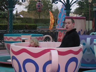 Daddy in a tea cup with Top Ender at Disney Land Paris 2007