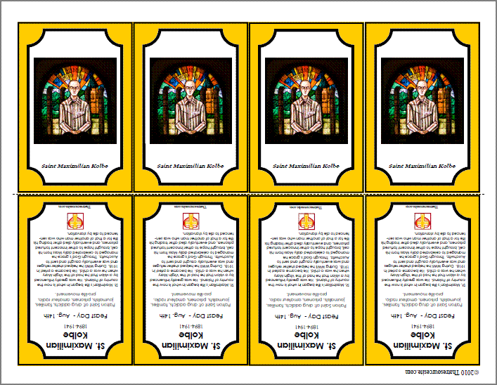 Printable Saint Trading Cards Free