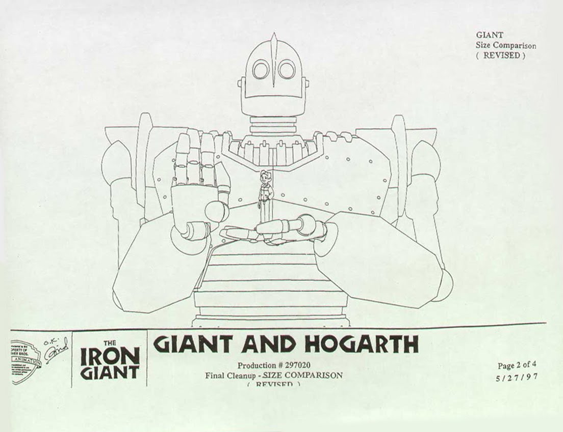 Living Lines Library The Iron Giant (1999) Characters, Size Comparison