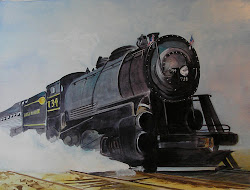 steam locomotive watercolor painting imagination train bunny artwork