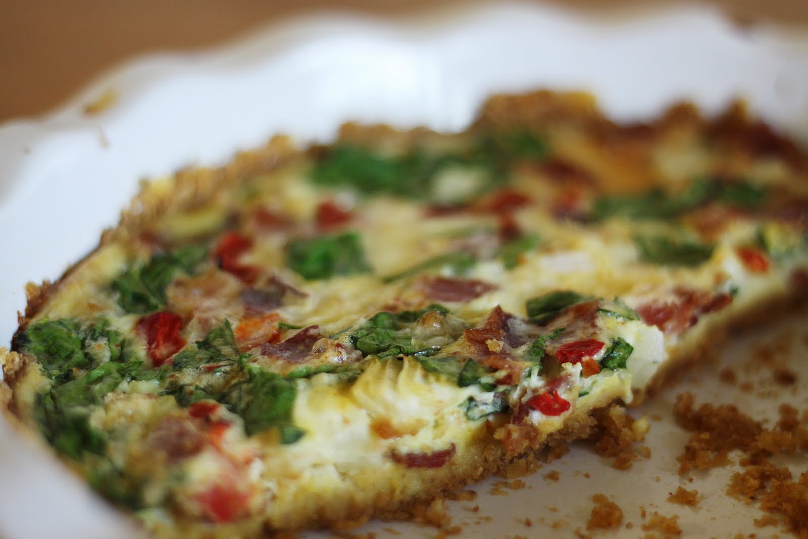 The Stephens Family Spinach, Bacon, Red Pepper Quiche