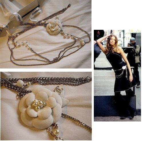 Chanel Style No 5 Camellia Long Two Layer Pearl Necklace