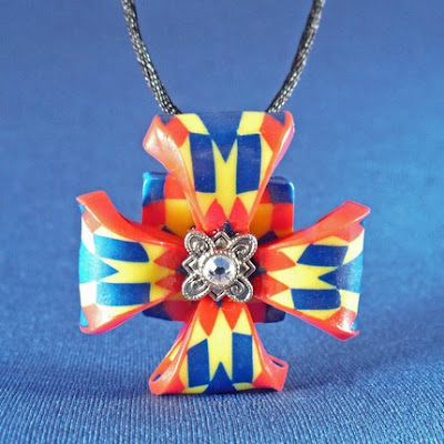 royal vibrant unique polymer clay cross