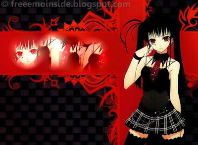 Free Emo wallpapers: Anime girl in skirt black and red background