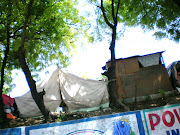 Make Shift Tent Among Building Rubble